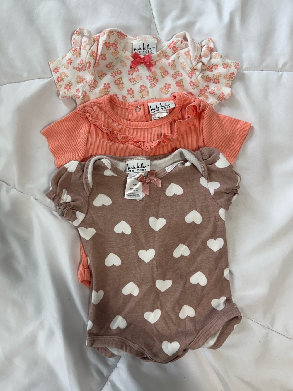Nicole Miller Girls' Heart & Coral One-Piece Set - 3 Pack